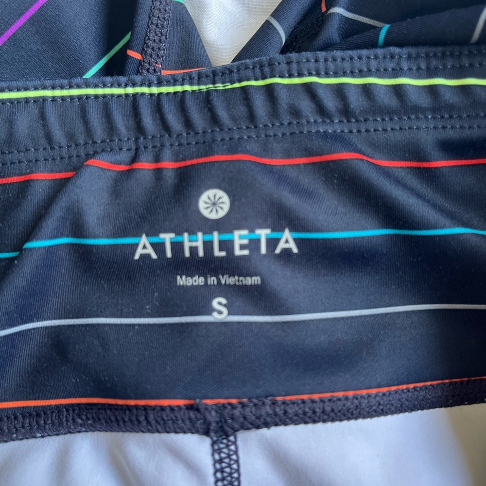 Athleta multi colored striped capri size small